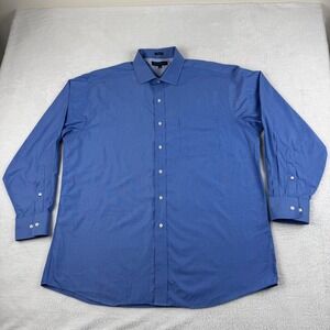 Tommy Hilfiger Dress Shirt Mens 17.5 34/35 Blue Regular Fit Cotton‎ Button Down